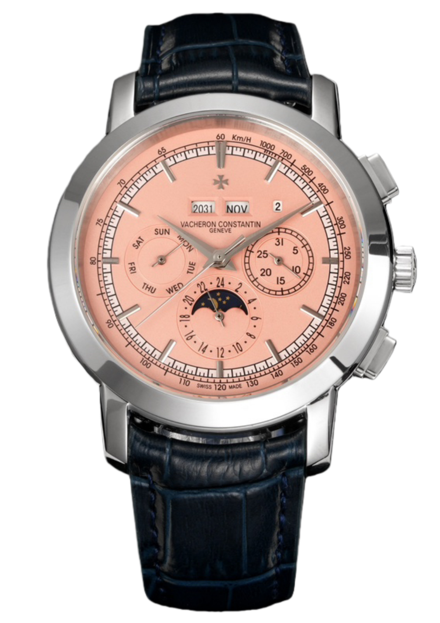 ساعة فاشيرون كونستانتين التراثية 5000T000P_B045 التقويم الدائم متعددة الوظائف